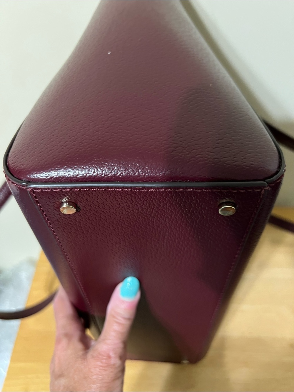 Kate Spade Burgundy Pebbled Leather Shoulder Tote - Picture 5 of 10